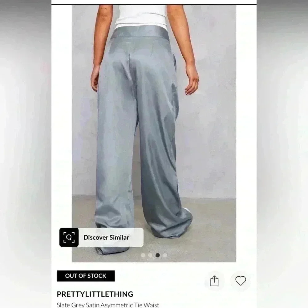 Pretty little thing, satin asymmetric tie waist tailored trousers 6 - Picture 3 of 8